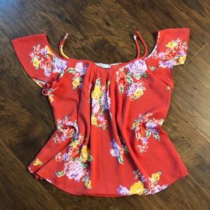 Floral Cold Shoulder Blouse